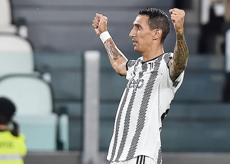 Turin (Italy), 15/08/2022.- Juventus'Äô Angel Di Maria jubilates after scoring the 1-0 goal during the Italian Serie A soccer match between Juventus FC and US Sassuolo Calcio at the Allianz Stadium in Turin, Italy, 15 August 2022. (Italia, Estados Unidos) EFE/EPA/ALESSANDRO DI MARCO