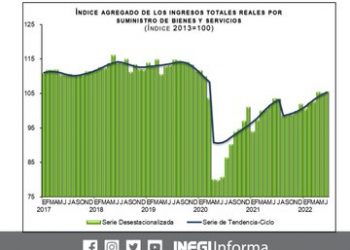 Los Ingresos totales por suministro de bienes y servicios aumentaron 0.4% durante junio 2022