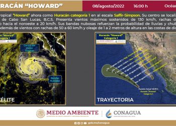 Howard se convierte en huracán de categoría 1 en el Pacífico mexicano