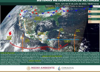 El monzón mexicano continuará originando lluvias fuertes en Sinaloa, Durango, Sonora y Chihuahua