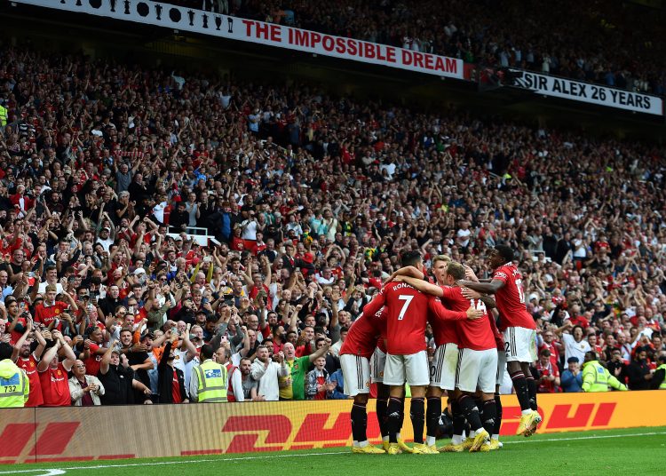 Manchester (United Kingdom), 01/01/2014.- Manchester United's Marcus Rashford celebrates after scoring the second goal during the English Premier League soccer match between Manchester United and Arsenal at Old Trafford in Manchester, Britain, 04 September 2022. (Reino Unido) EFE/EPA/PETER POWELL EDITORIAL USE ONLY. No use with unauthorized audio, video, data, fixture lists, club/league logos or 'live' services. Online in-match use limited to 120 images, no video emulation. No use in betting, games or single club/league/player publications