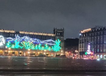 Inauguran iluminación en el Zócalo capitalino por aniversario de la Independencia