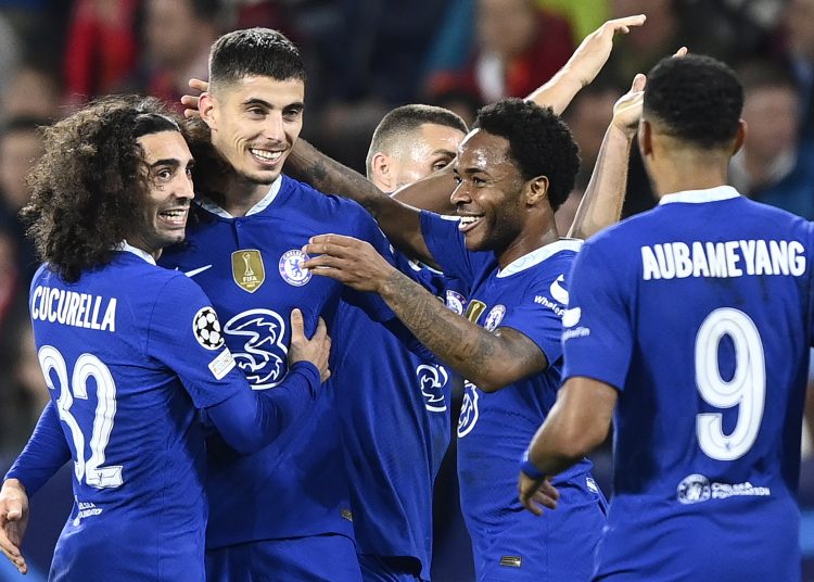 Salzburg (Austria), 25/10/2022.- Kai Havertz (2-L) of Chelsea celebrates with teammates after scoring his team's second goal during the UEFA Champions League group E soccer match between FC Salzburg and Chelsea FC in Salzburg, Austria, 25 October 2022. (Liga de Campeones, Salzburgo) EFE/EPA/CHRISTIAN BRUNA
