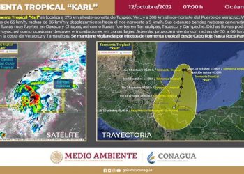 La tormenta tropical Karl empieza a fortalecerse camino de México