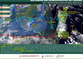 El frente frío 5 provocará lluvias y chubascos en el sur del país