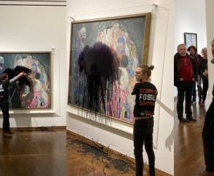 Activistas ambientales rocían obra maestra de Gustav Klimt