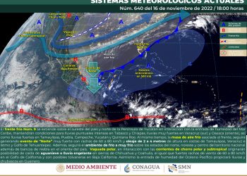 El frente frío 9 ocasionará lluvias fuertes al sur del país