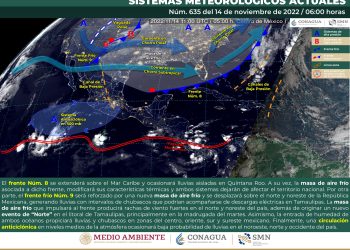 El frente frío 8 ocasionará lluvias fuertes