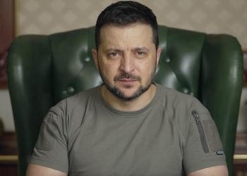 Volodímir Zelenski durante su discurso ante líderes europeos en Bruselas