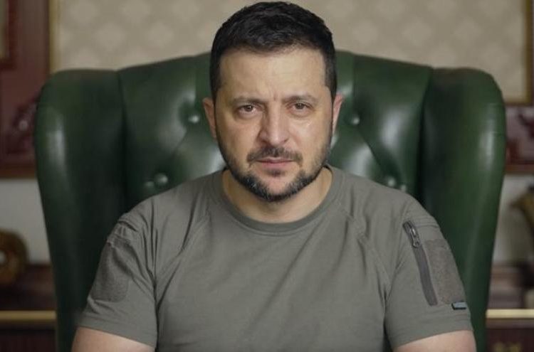 Volodímir Zelenski durante su discurso ante líderes europeos en Bruselas