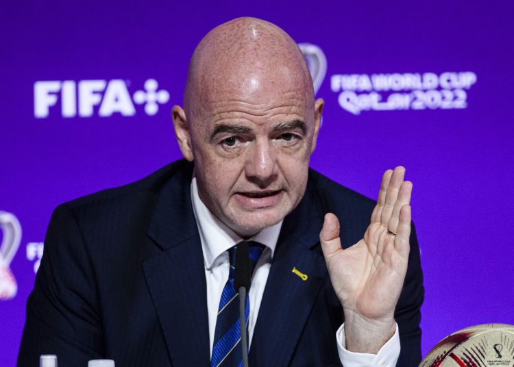 Gianni Infantino President of FIFA during the press conference prior to the grand final and third place match of the FIFA World Cup Qatar 2022 at the Main Media Center on December 16, 2022.



Gianni Infantino Presidente de FIFA durante la conferencia de prensa previo al partido de la gran final  y el tercer lugar de la Copa Mundial de la FIFA Catar 2022 en el Centro Principal de Medios, el 16 de Diciembre de 2022.