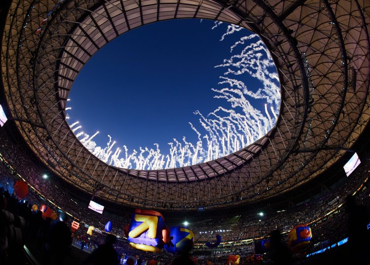 General View during the Closing Ceremony of the FIFA World Cup Qatar 2022 at the Lusail Stadium, Lusail, Doha on December 18, 2022.



Vista general durante la Ceremonia de Clausura de la Copa Mundial de la FIFA Qatar 2022 en el Estadio Lusail, Lusail, Doha, el 18 de Diciembre de 2022.