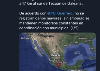 Si daños en Guerrero tras sismo de 6 grados en Tecpan