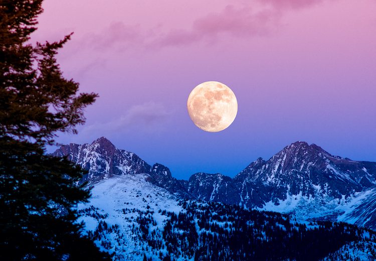 Gore Range Sunset Moonrise - Scenic landscape with full moon rising.