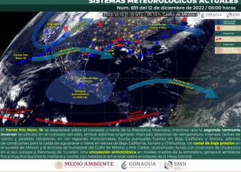 El frente frío 16 se desplazará sobre el noreste y norte del país