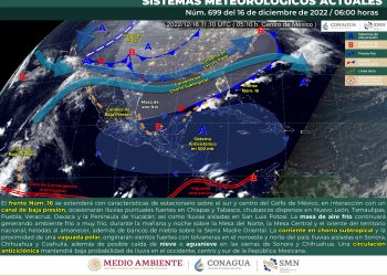 El frente frío 16 se extenderá en la República Mexicana