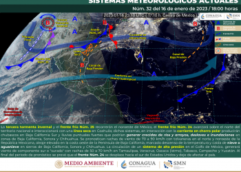 El frente frío 25 y la tercera tormenta invernal afectarán el territorio nacional
