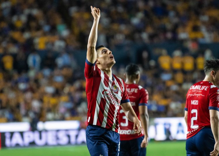 Ronaldo Cisneros celebrates his goal 0-2 of Guadalajaraduring the game Tigres UANL vs Guadalajara, corresponding to Round 09 of the Torneo Clausura 2023 of the Liga BBVA MX, at Universitario Stadium, on February 25, 2023.



Ronaldo Cisneros celebra su gol 0-2 de Guadalajara durante el partido Tigres UANL vs Guadalajara, Correspondiente a la Jornada 09 del Torneo Clausura 2023 de la Liga BBVA MX, en el Estadio Universitario, el 25 de Febrero de 2023.
