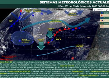 El frente frío 28 y su masa de aire frío, generarán lluvias puntuales fuertes en esta parte del país