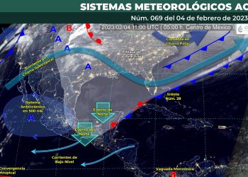 Frente frío 28 y su masa de aire frío generarán lluvias intensas a muy fuertes en esta zona del país