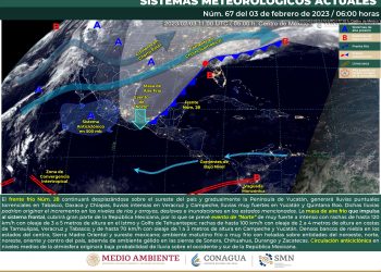 El frente frío 28 continuará desplazándose por la República Mexicana