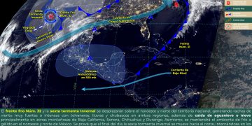 El frente frío 32 y la sexta tormenta invernal afectarán el país