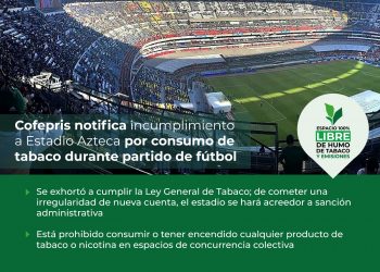 Cofepris notifica incumplimiento a Estadio Azteca por consumo de tabaco durante partido de fútbol