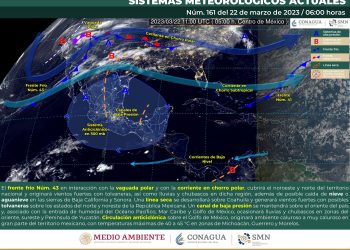 El frente frío 43 afectará el norte y noreste del país