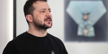 Volodímir Zelenski durante su intervención en el Foro de Seguridad de Varsovia