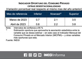 Avanza consumo privado en abril
