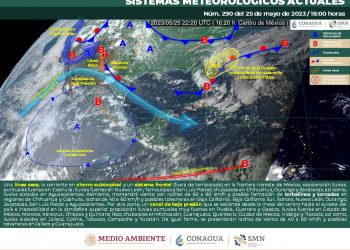 Canales de baja presión se extenderán sobre la Mesa Central, el sur y sureste del país