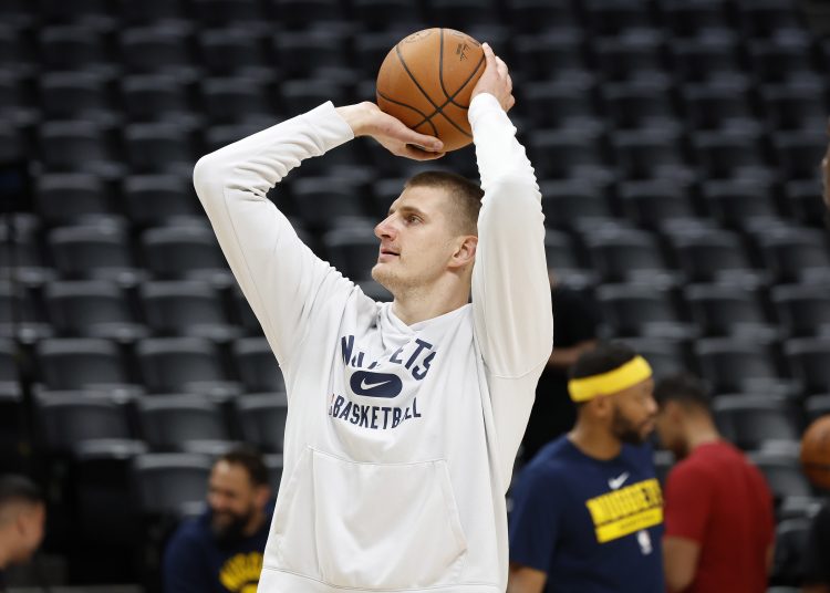 Denver (United States), 12/06/2023.- Denver Nuggets center Nikola Jokic shoots during Denver Nuggets practice and media availability before game five of the NBA Finals between the Miami Heat and the Denver Nuggets at Ball Arena in Denver, Colorado, USA, 11 June 2023. (Baloncesto, Estados Unidos) EFE/EPA/JOHN G. MABANGLO SHUTTERSTOCK OUT