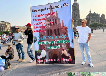 Galleros protestan en el Zócalo 