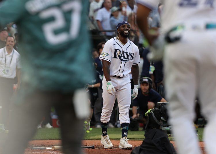 Seattle (United States), 11/07/2023.- Tampa Bay Rays Randy Arozarena reacts after his final at bat during the T-Mobile Home Run Derby at T-Mobile Park in Seattle, Washington, USA, 10 July 2023. The Home Run Derby is part of the MLB All-Star events before the 2023 MLB All-Star Game on 11 July. (Estados Unidos) EFE/EPA/ANTHONY BOLANTE