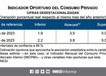 INEGI anticipa un aumento del Indicador Mensual del Consumo Privado en el Mercado Interior