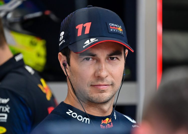 Mogyorod (Hungary), 21/07/2023.- Red Bull driver Sergio Perez of Mexico reacts during the second practice session at the Hungaroring Circuit race track in Mogyorod, near Budapest, Hungary, 21 July 2023. The Formula One Hungarian Grand Prix will take place on 23 July. (Fórmula Uno, Hungría) EFE/EPA/Tamas Vasvari HUNGARY OUT