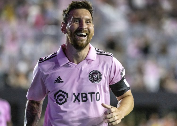 Fort Lauderdale (United States), 25/07/2023.- Inter Miami forward Lionel Messi celebrates a goal during the Soccer Leagues Cup match between Atlanta United FC and Inter Miami CF, in Fort Lauderdale, Florida, USA, 25 July 2023. EFE/EPA/CRISTOBAL HERRERA-ULASHKEVICH
