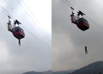 Son rescatados dos niños atrapados en cabina de un teleférico en Pakistán