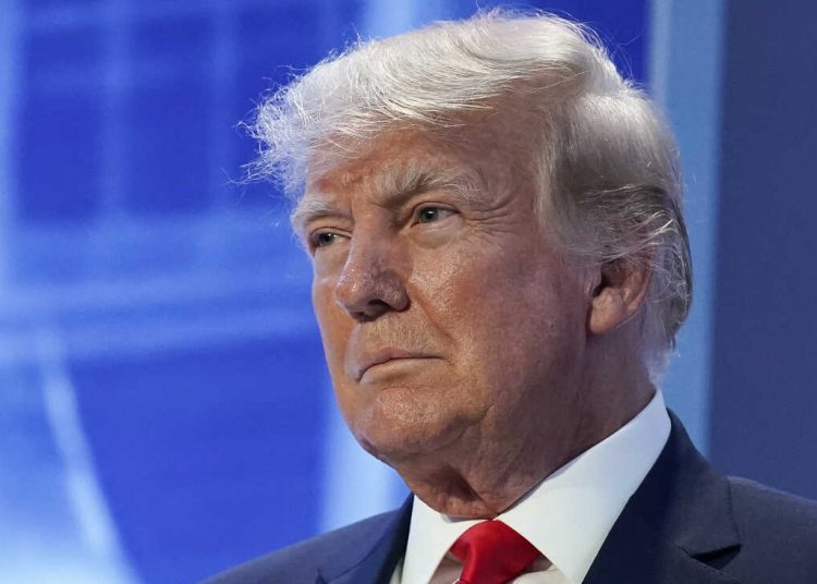 FILE - Former President Donald Trump arrives to speak at the Moms for Liberty meeting in Philadelphia, June 30, 2023. Several Republican White House hopefuls are appearing starting Friday at a conservative conference with hopes of making up ground against former President Donald Trump. Trump won’t speak at The Gathering, an Atlanta event where radio host Erick Erickson will welcome six GOP contenders. (AP Photo/Matt Rourke, File)