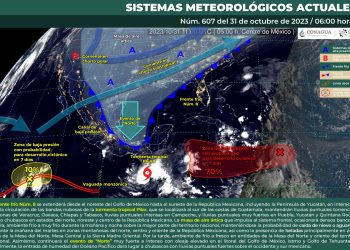 Se esperan lluvias puntuales torrenciales en Veracruz, Oaxaca, Chiapas y Tabasco y evento de “norte” intenso en el Istmo de Tehuantepec