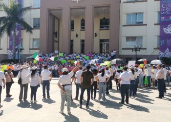 Empleados del Poder Judicial marcharon en la capital de Tamaulipas