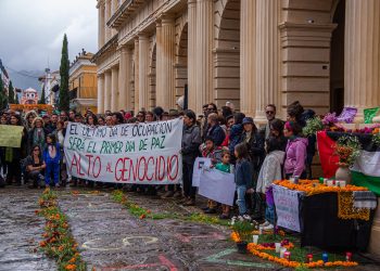 Mexicanos y extranjeros piden “alto al genocidio palestino” en Chipas