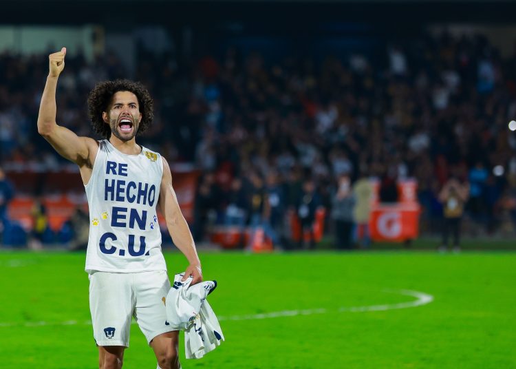 Cesar Huerta of Pumas during the Quarterfinals second leg match between Pumas UNAM and Guadalajara as part of Torneo Apertura 2023 Liga BBVA MX, at Olimpico Universitario Stadium, December 03, 2023, in Mexico City, Mexico.