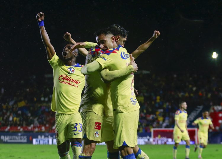 Diego Valdes celebrates his goal 0-3 of America during the Semifinals first leg match between Atletico San Luis and Club Aguilas del America as part of Torneo Apertura 2023 Liga BBVA MX, at Alfonso Lastras Stadium, December 06, 2023, in San Luis Potosi, Mexico.