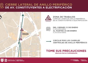 Cierran carriles laterales de Periférico por obras del Cablebús