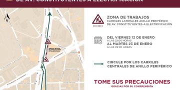 Cierran carriles laterales de Periférico por obras del Cablebús