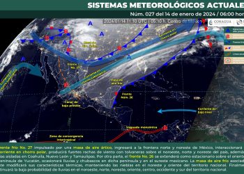 Se pronostican fuertes rachas de viento y tolvaneras en el noroeste, norte y noreste del país, originados por el frente frío 27