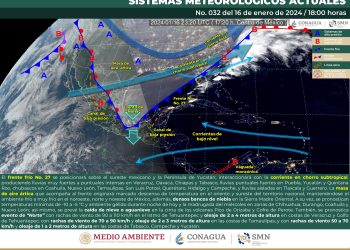 El frente frío 27 se extenderá por el sureste del país