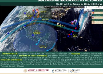El frente frío 36 se desplazará sobre el norte del país