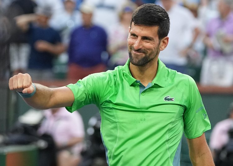Indian Wells (United States), 10/03/2024.- Novak Djokovic of Serbia reacts after his win against Aleksandar Vukic of Australia during the BNP Paribas Open tennis tournament in Indian Wells, California, USA, 09 March 2024. (Tenis) EFE/EPA/RAY ACEVEDO